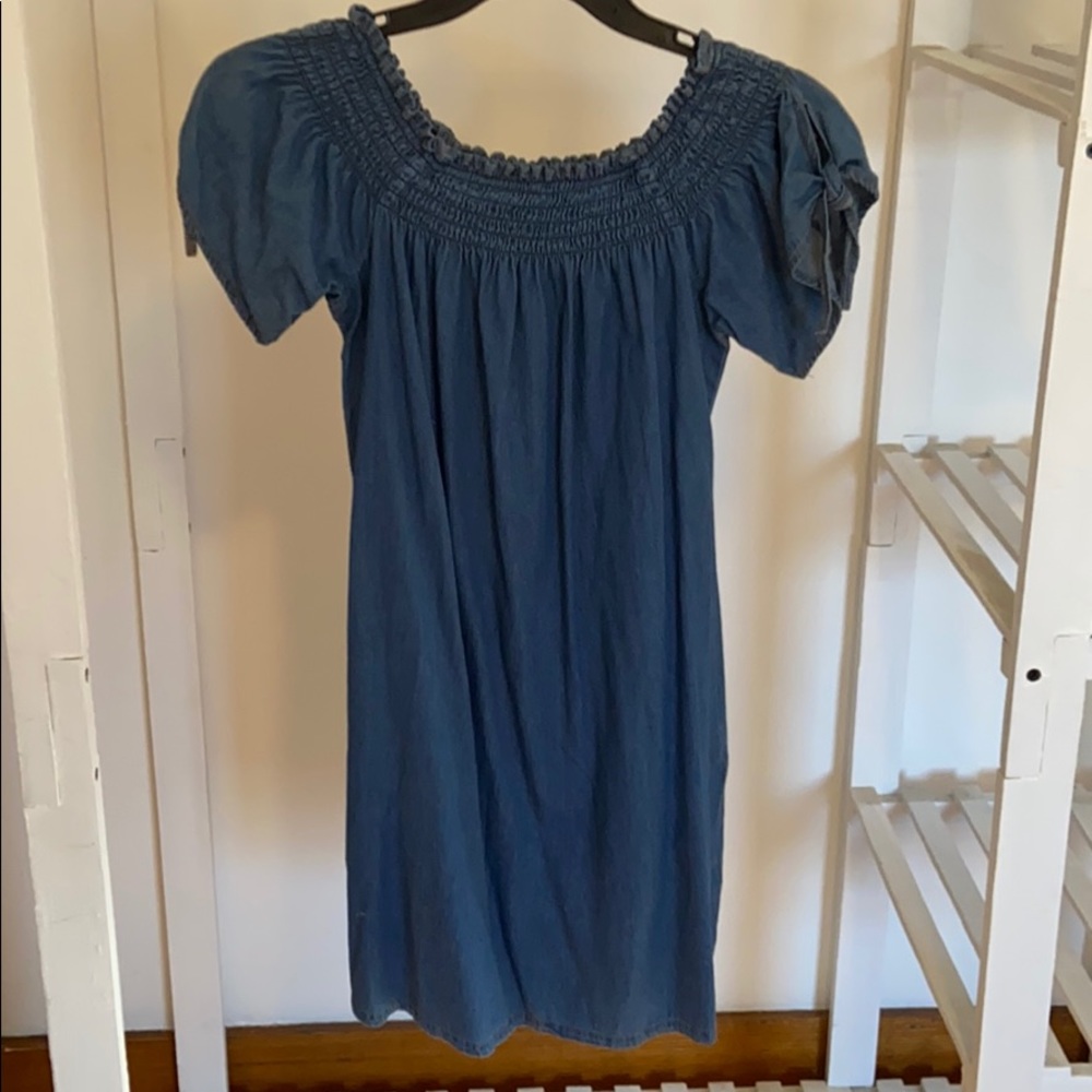 Denim off the shoulder dress with optional straps